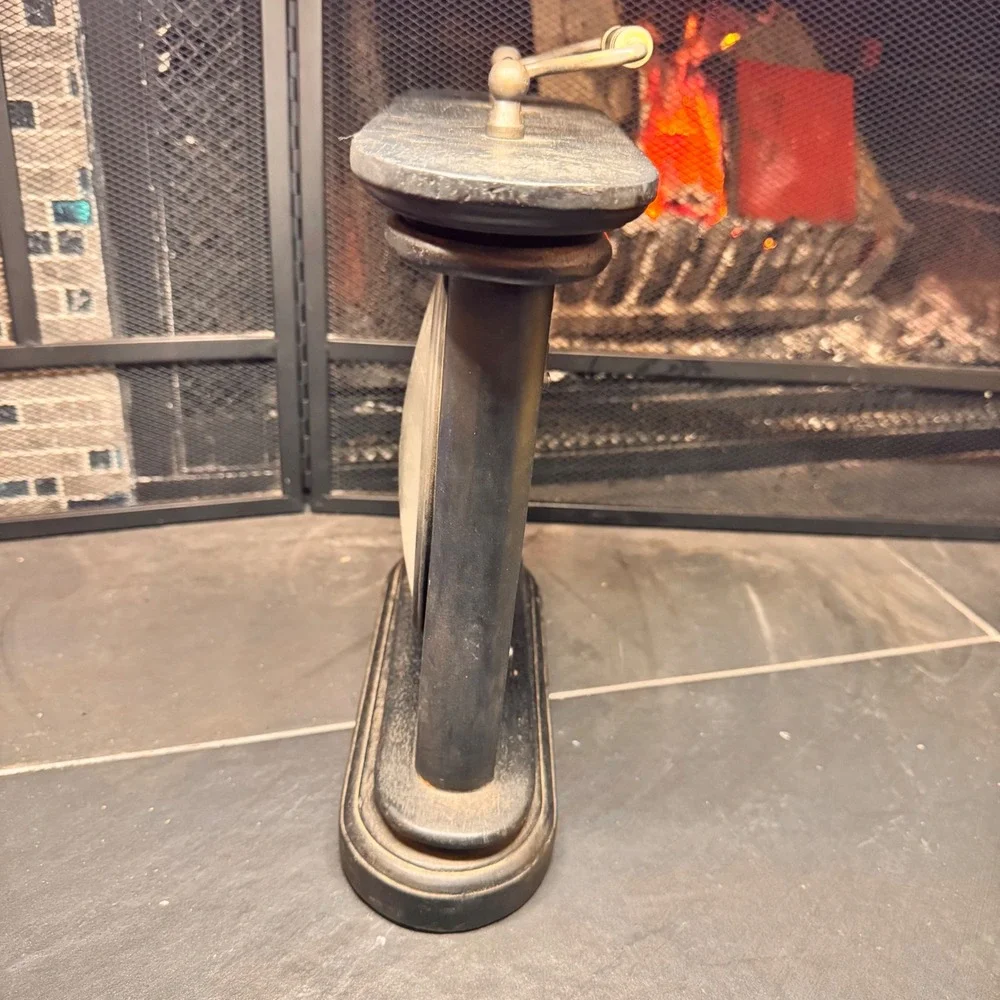 VTG Market Bazaar Wood Clock Roman Numerals‎ Black Mantel Desk Table